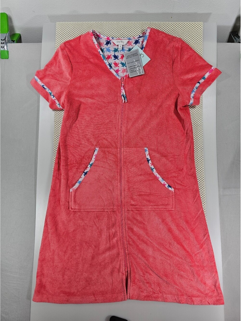 Coral Bay Women's Absorbent Micro Terry Robe. Coral color Size Small. NWT
